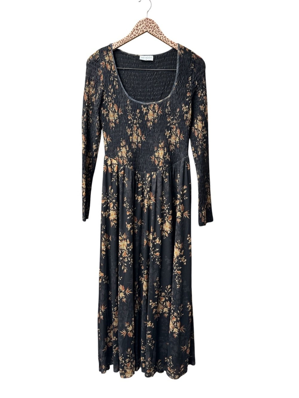 Worth Collective Honor Long Sleeve Maxi Dress Dark Floral Pattern Black Medium - Picture 2 of 12